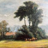 Painting hsp james emery (1819-1899) countryside england fudbury cornard