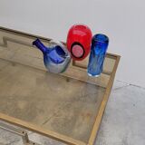 Rectangular coffee table in brass and chromed metal 1970 design