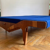 Foldning Sofa in Electric Blue Colour, 1960s, Czechoslovakia