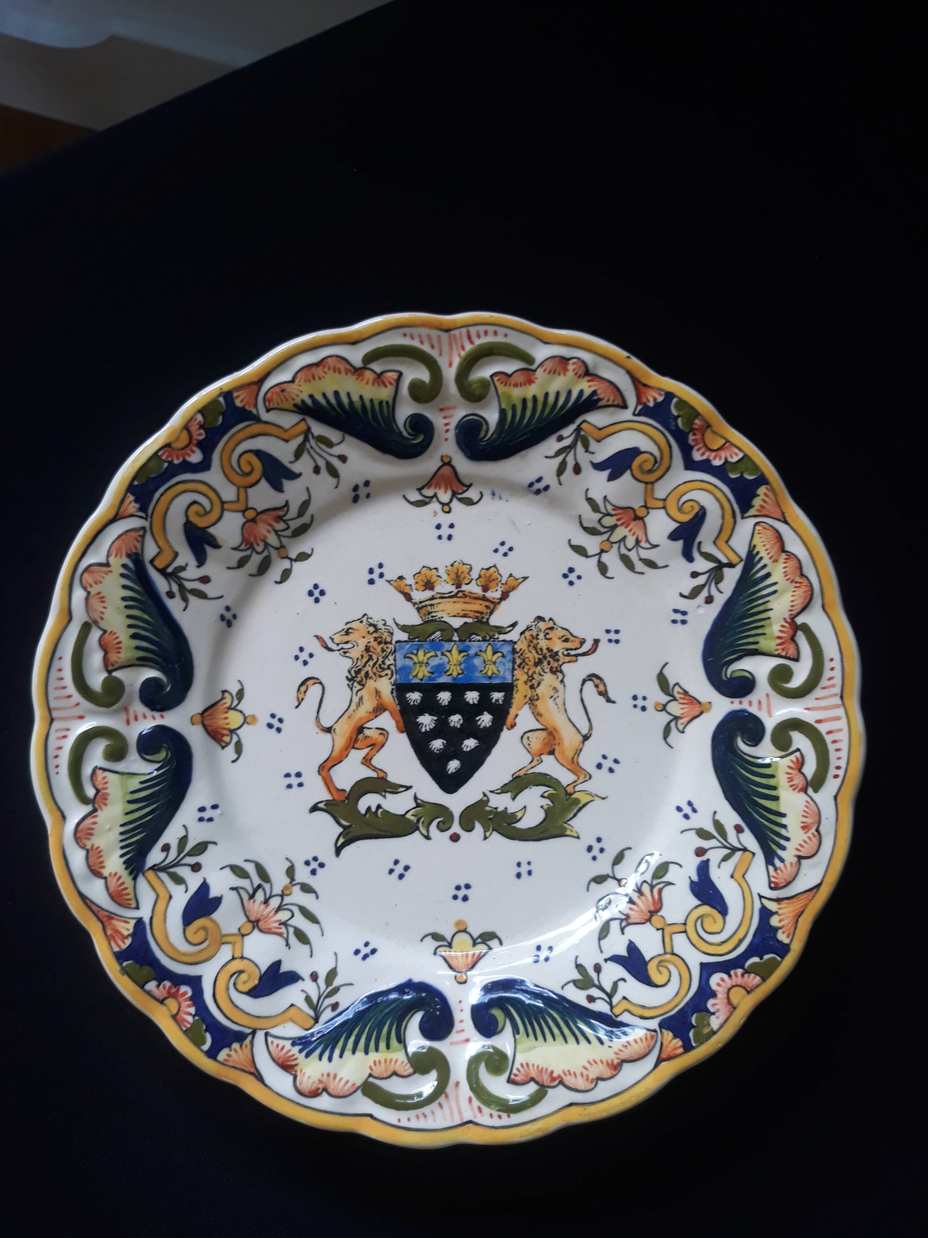 collectible plate decor Rouen Mont Saint Michel handmade