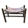 Vintage safari stool in brown leather and dark wood, 1960s, Mid-Century style.