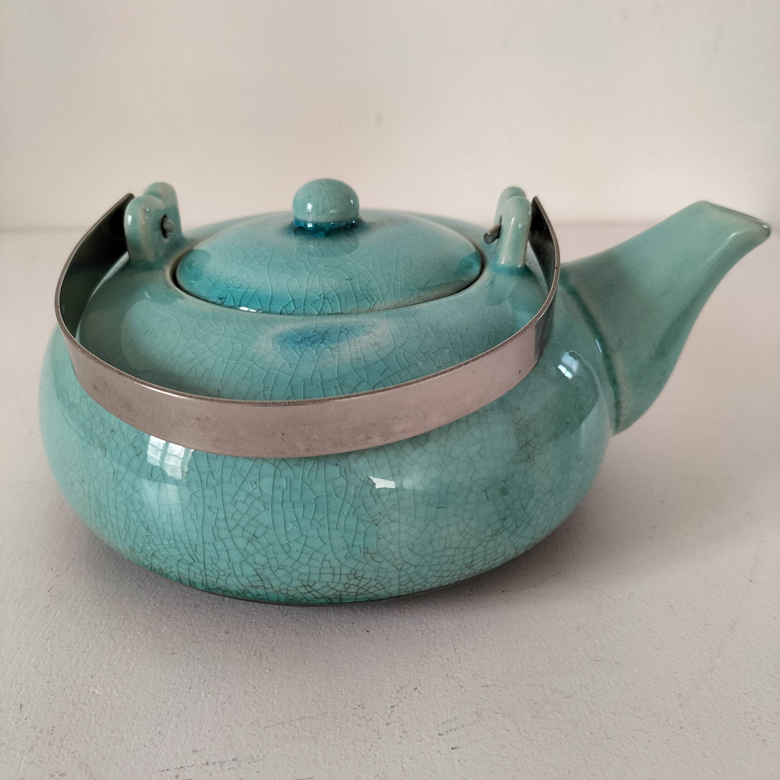 crackle effect ceramic teapot