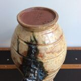 Large Vase Faces of Men in Sandstone Sylvain Sttublet Vintage Ceramic 1950