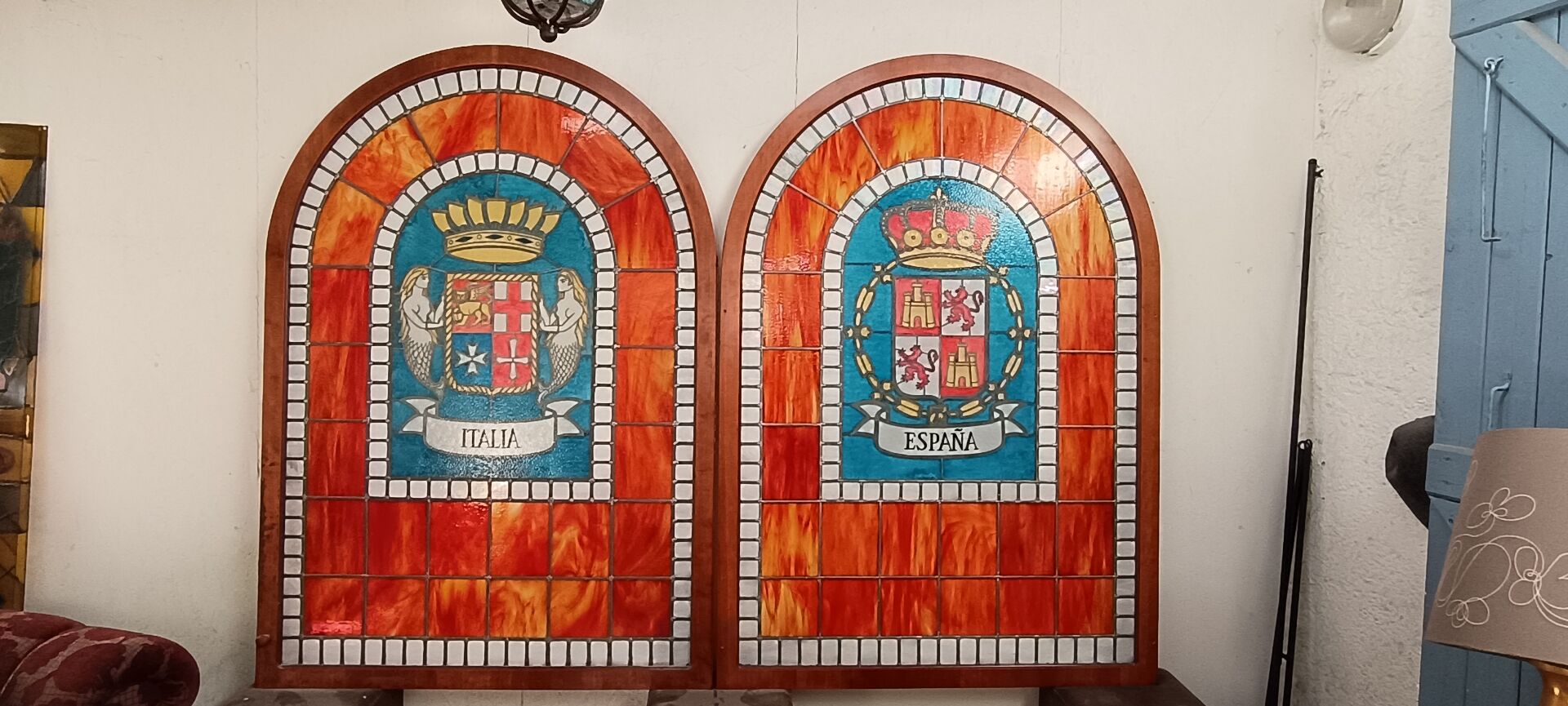 Pair of stained glass windows