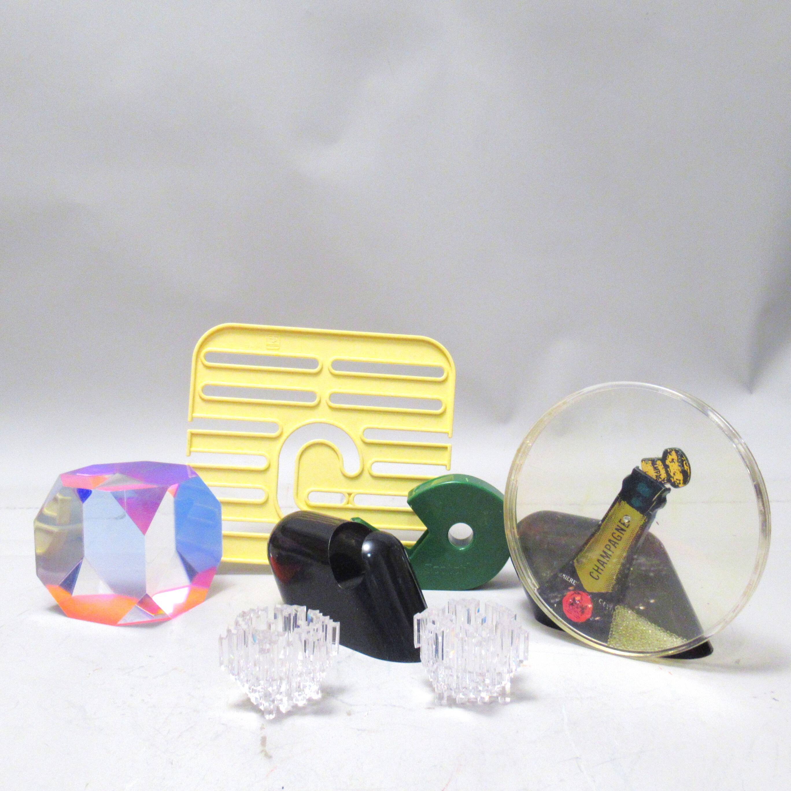 Pair of 1970s plexiglass candlesticks