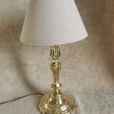 Regency candle holder in polished bronze work XIX th, mounted in lamp