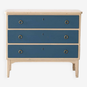 Scandinavian blue and white chest of drawers