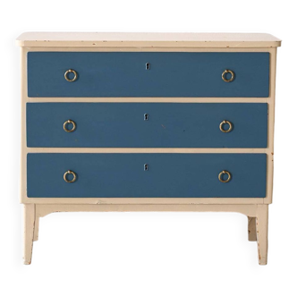 Scandinavian blue and white chest of drawers