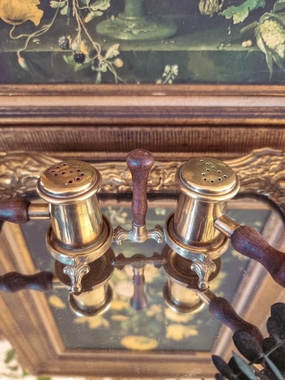 Brass salt and pepper shakers
