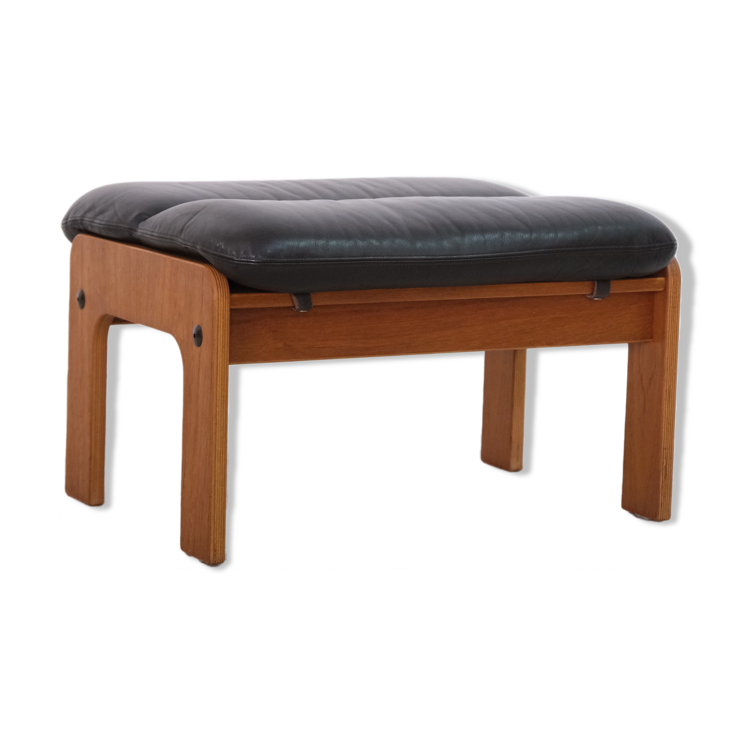 Mid-Century Leather Ottoman, 1970s