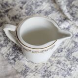 Vintage earthenware milk jug from Moulin des Loups – Gold floral motif