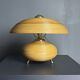 Lampe de table champignon en crayon, rotin, bambou et laiton, Italie, années 1970.