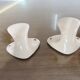 Pair of salmon-colored art deco porcelain hooks from the 30s and 40s