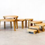 1970's oak nesting coffee table