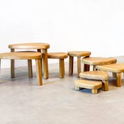 Table basse gigogne en chêne des années 1970