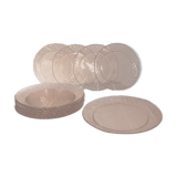 Pink glass dessert plates from the 70s, Arcoroc "Rosaline" +1 offered