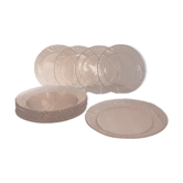 Pink glass dessert plates from the 70s, Arcoroc "Rosaline" +1 offered