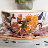 Tasses à café  en faïence de Gien, motif " pivoines ", tasse à thé