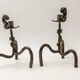 Pair of brutalist wrought iron candlesticks, French work, 1950s-1960s