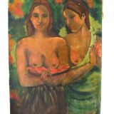 Ancient painting – Two female figures France (attributed), circa 1905–1925