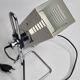 Vintage table lamp in white lacquered metal and chrome, 1970s, gold lampshade