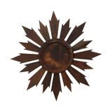Vintage Wooden Sunburst Sun Mirror Convex France 51cm
