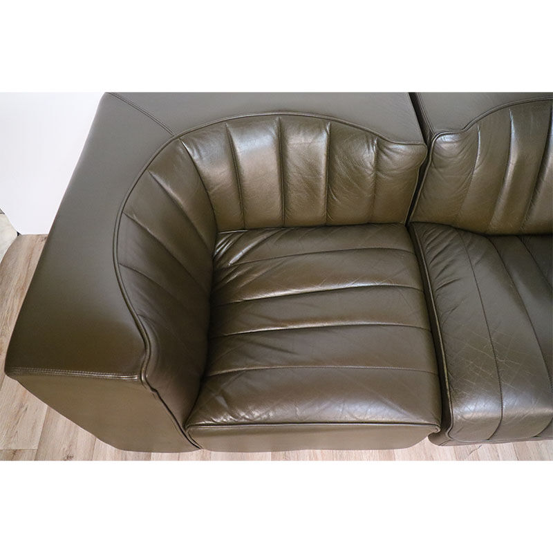 Modular vintage leather sofa by Tito Agnoli for Mobilier International 1970