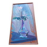 Peinture , huile sur bois , bouquer de fleurs signé Pascal Louvet