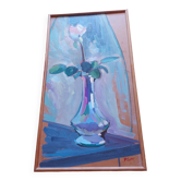 Peinture , huile sur bois , bouquer de fleurs signé Pascal Louvet