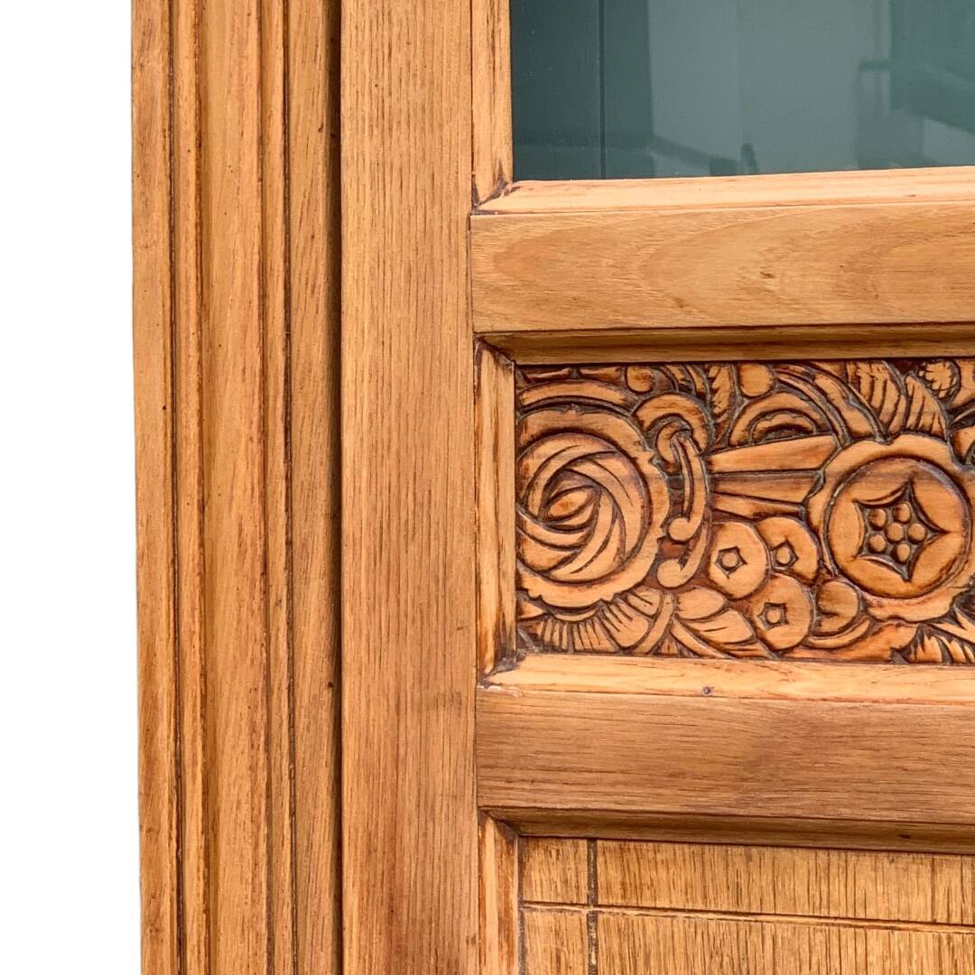 Parisian glass cabinet art deco raw wood