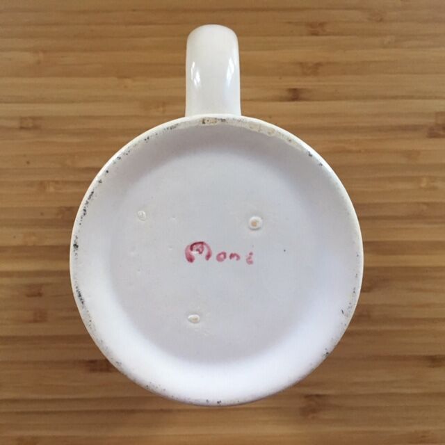 Mug signé décor coeur et fleur rose