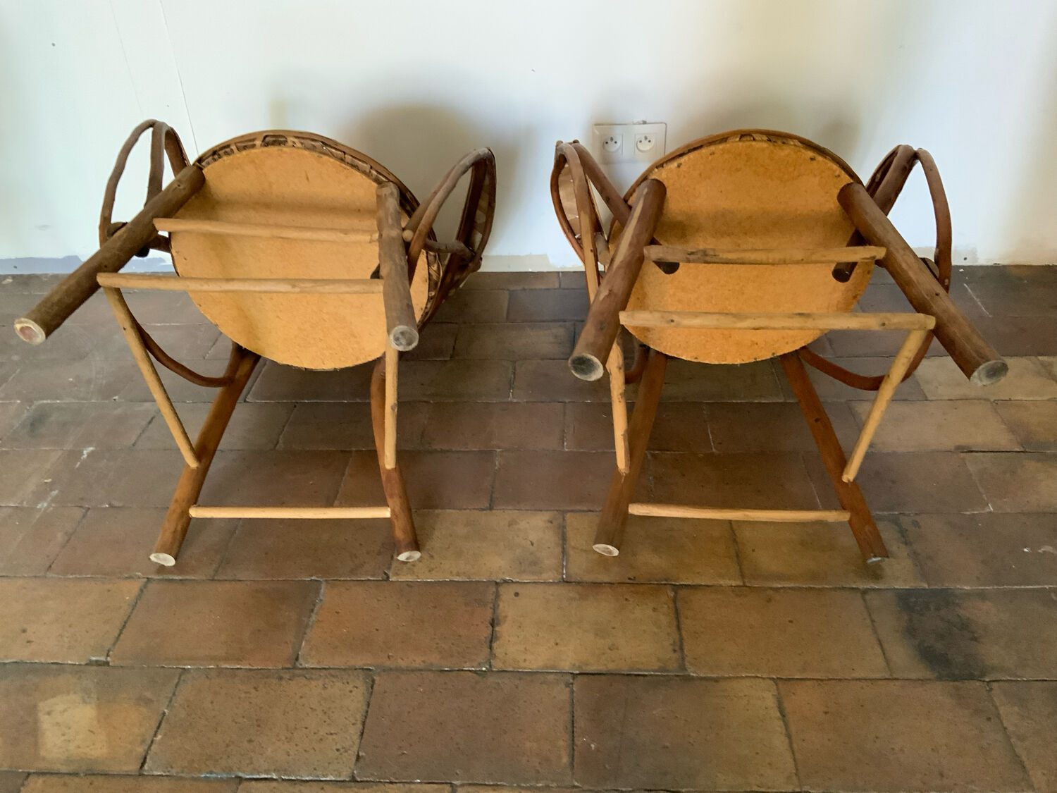Pair of chestnut armchairs