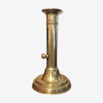 Old gold copper candle holder with pusher