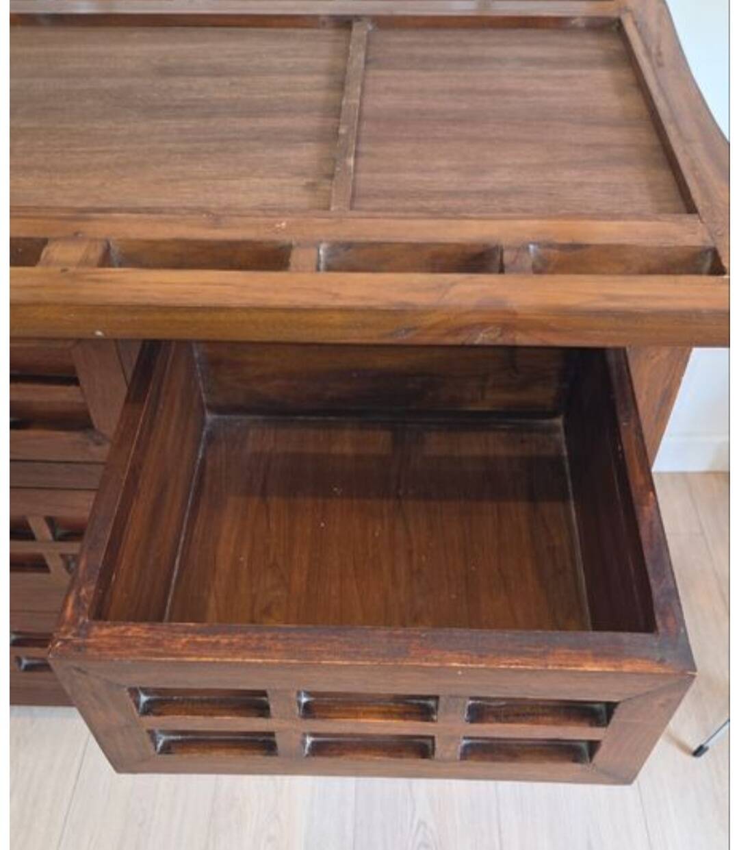 Teak chiffonier with its mirror