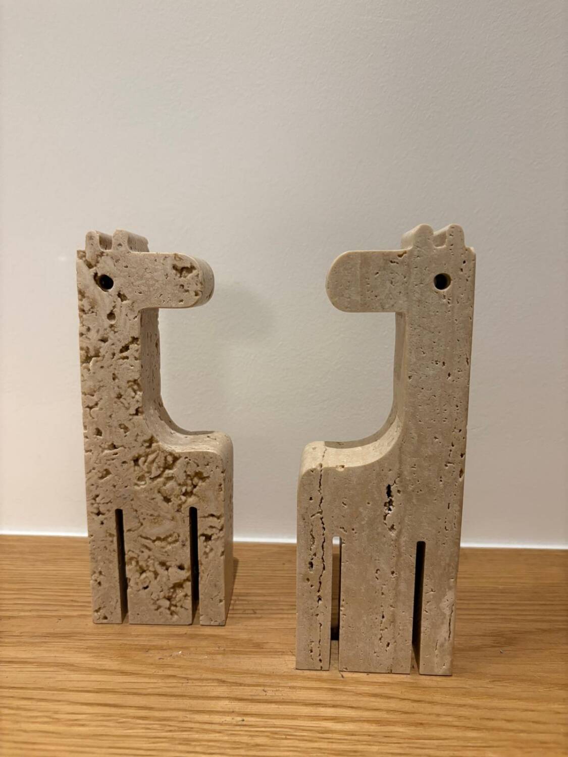 Pair of travertine giraffes, Fratelli Mannelli, Italy, 1970s