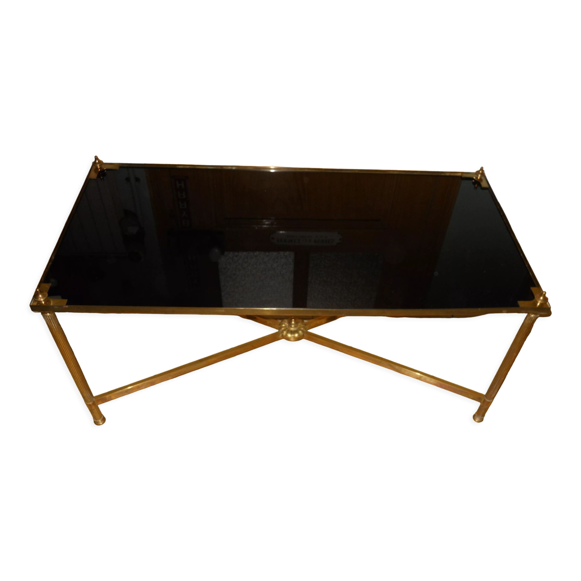 Bronze coffee table and black glass