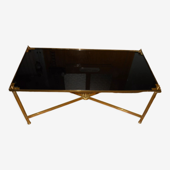 Table basse bronze et verre noir