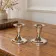 Pair of small silver candle holders with beaded borders – With Boursault box – H 7 cm