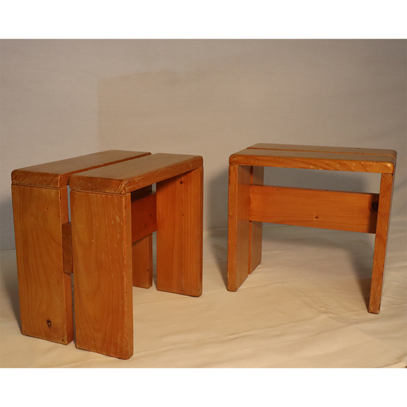 Pair of Charlotte Perriand stools for Les Arcs 1960