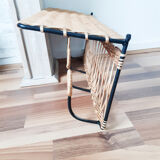 Rattan and metal shelf, coat racks, 50s