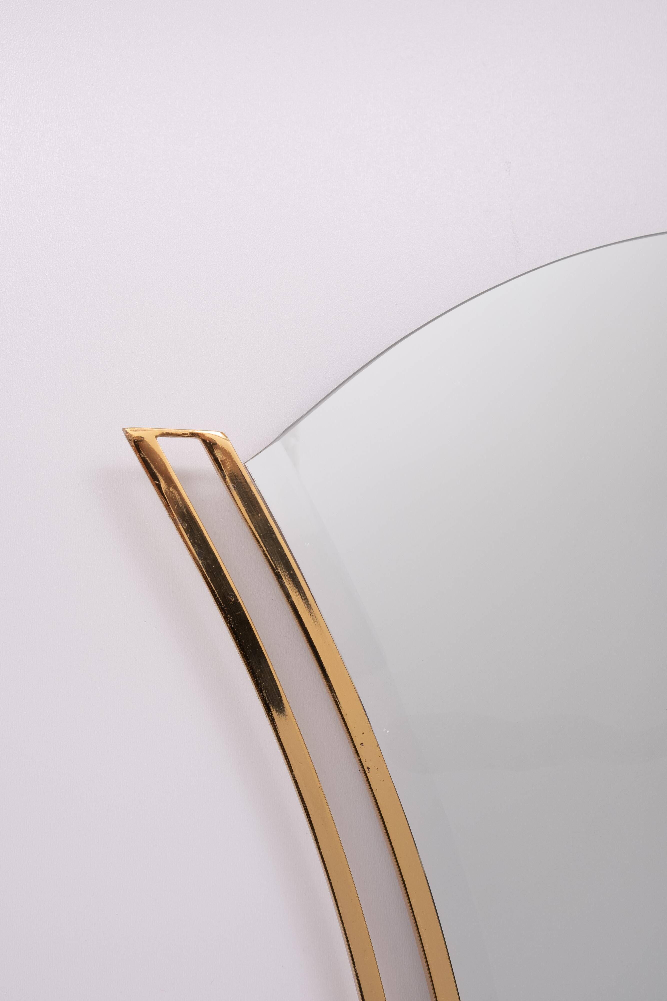 Hourglass shaped Brass Wall Mirror 1970s