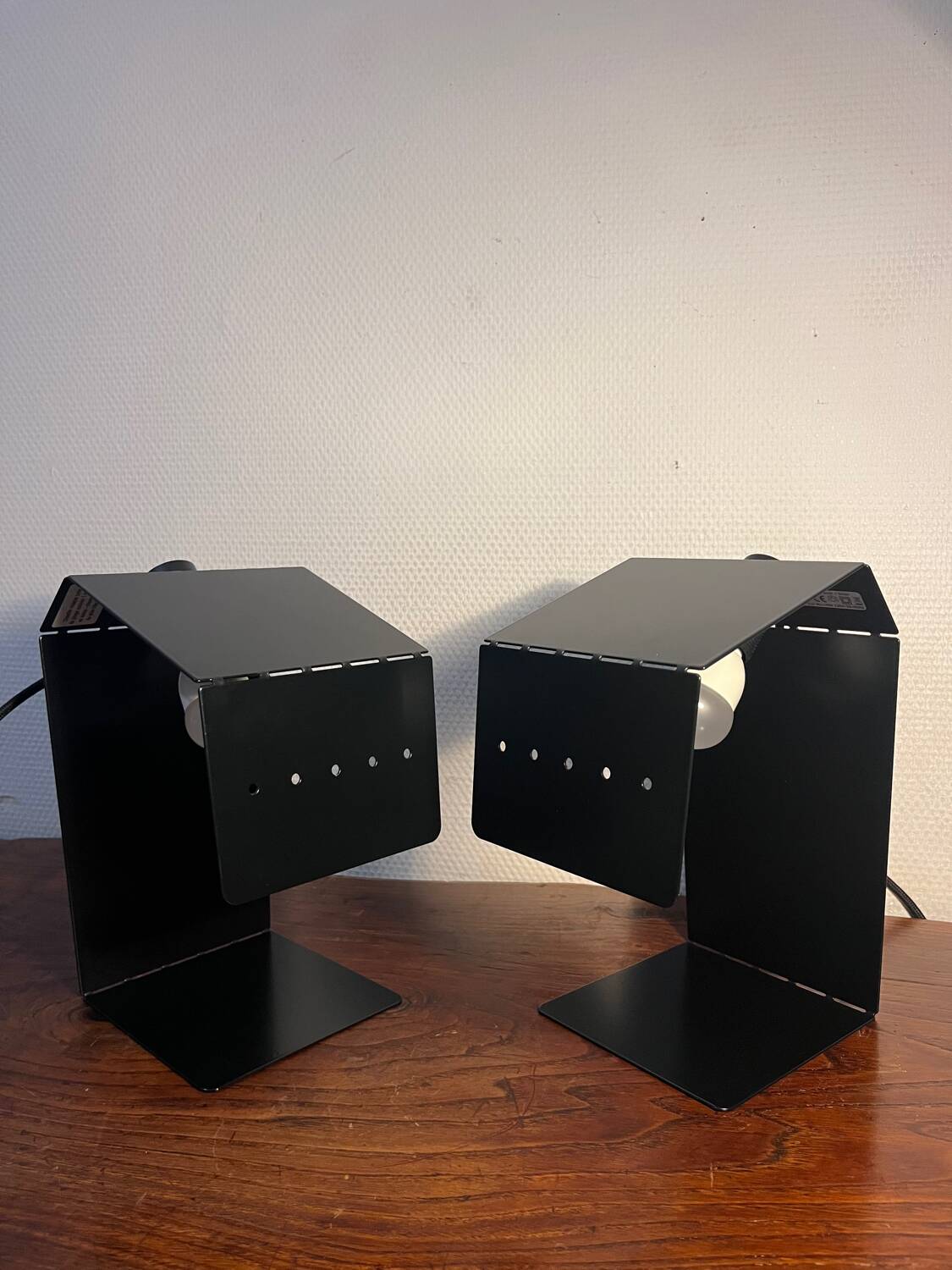 Pair of Teruki folded metal table lamps
