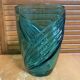 Vintage LUMINARC Green Moulded Glass Vase Made in France #E361
