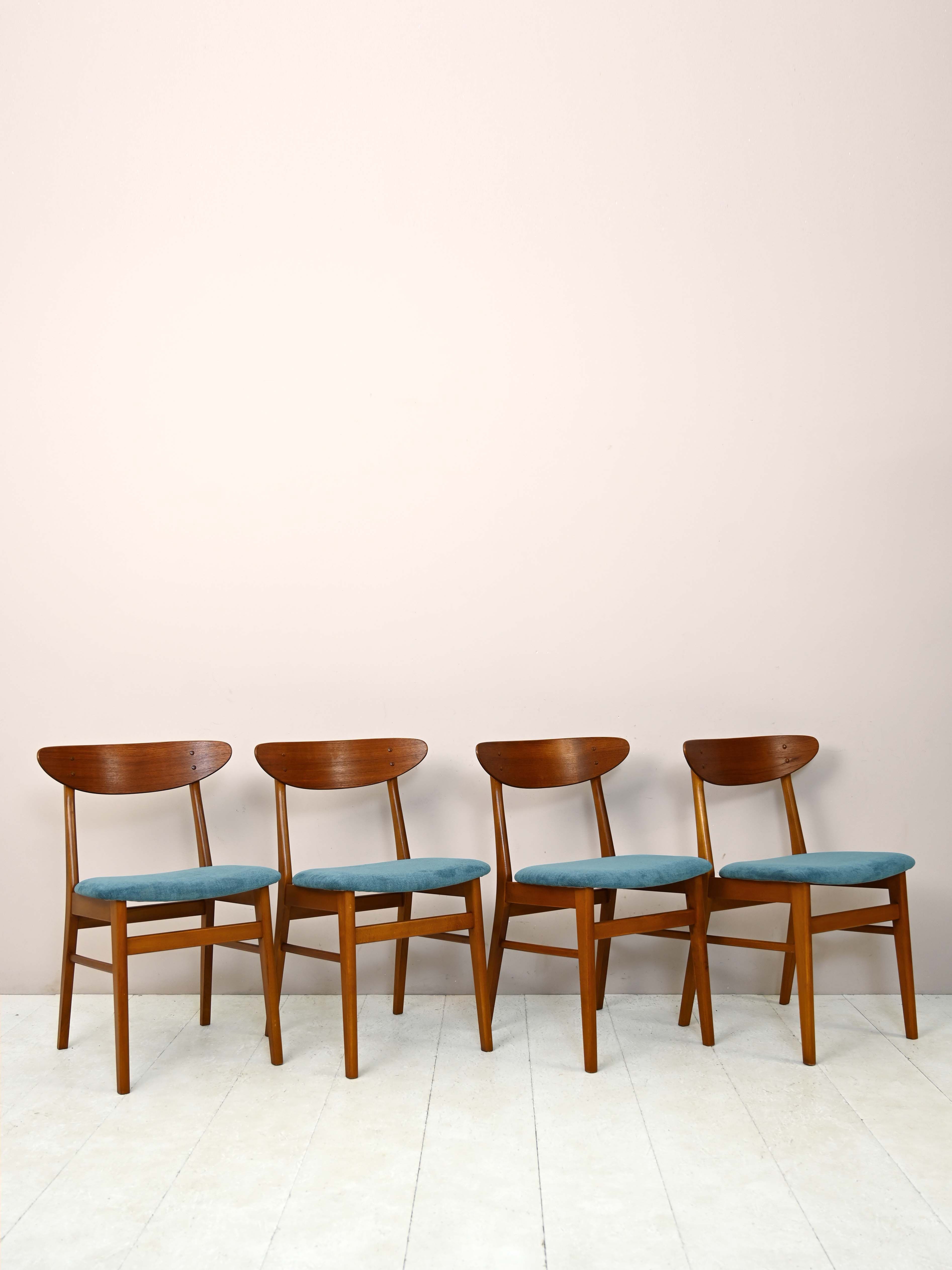 Vintage Danish chairs with upholstered seat