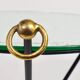 French mid-century mirror side table, Jacques Adnet style, brass, 1950s.