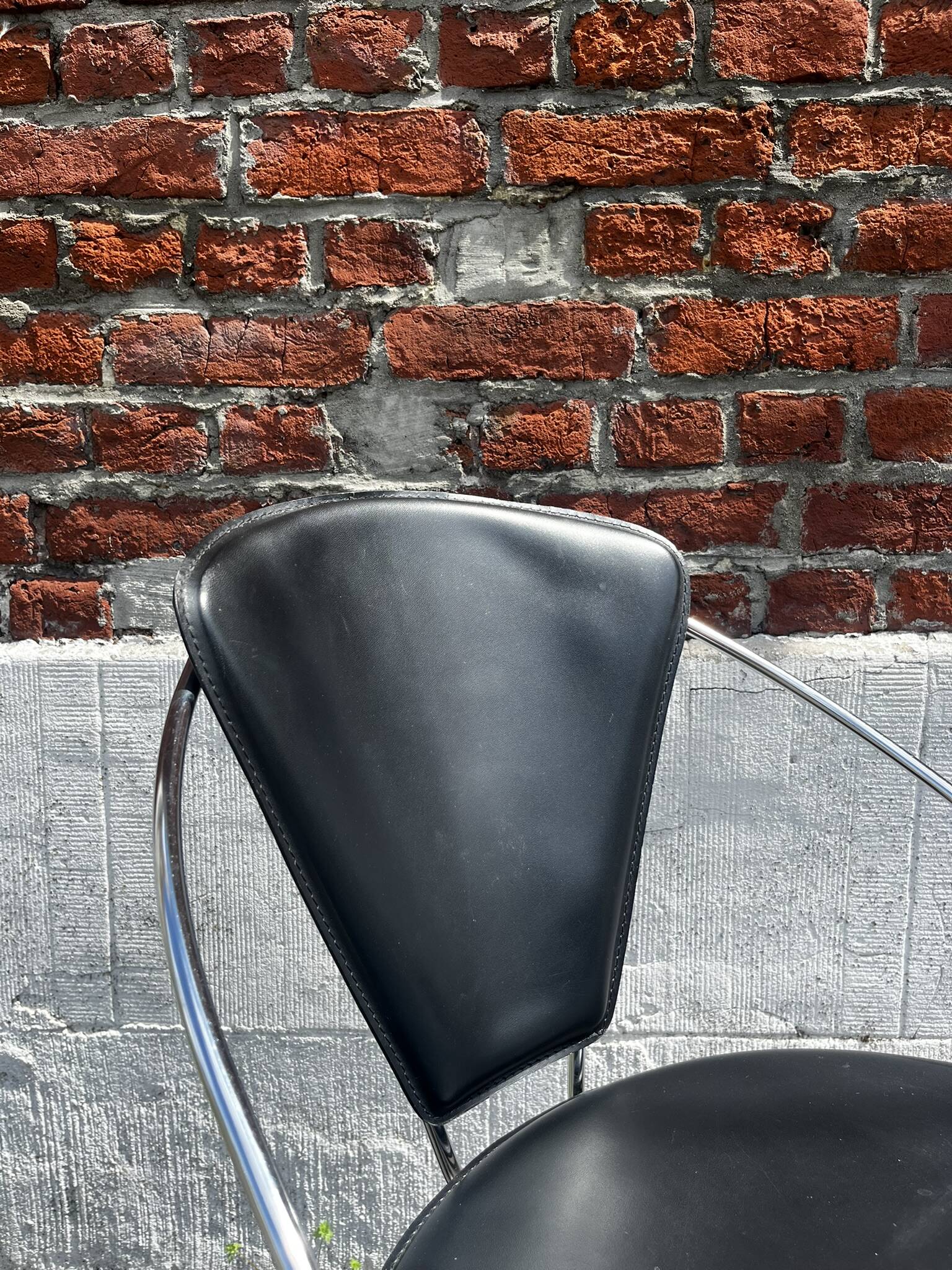 Vintage chrome and leather chair/armchair, Linda model by Arrben (Italy)