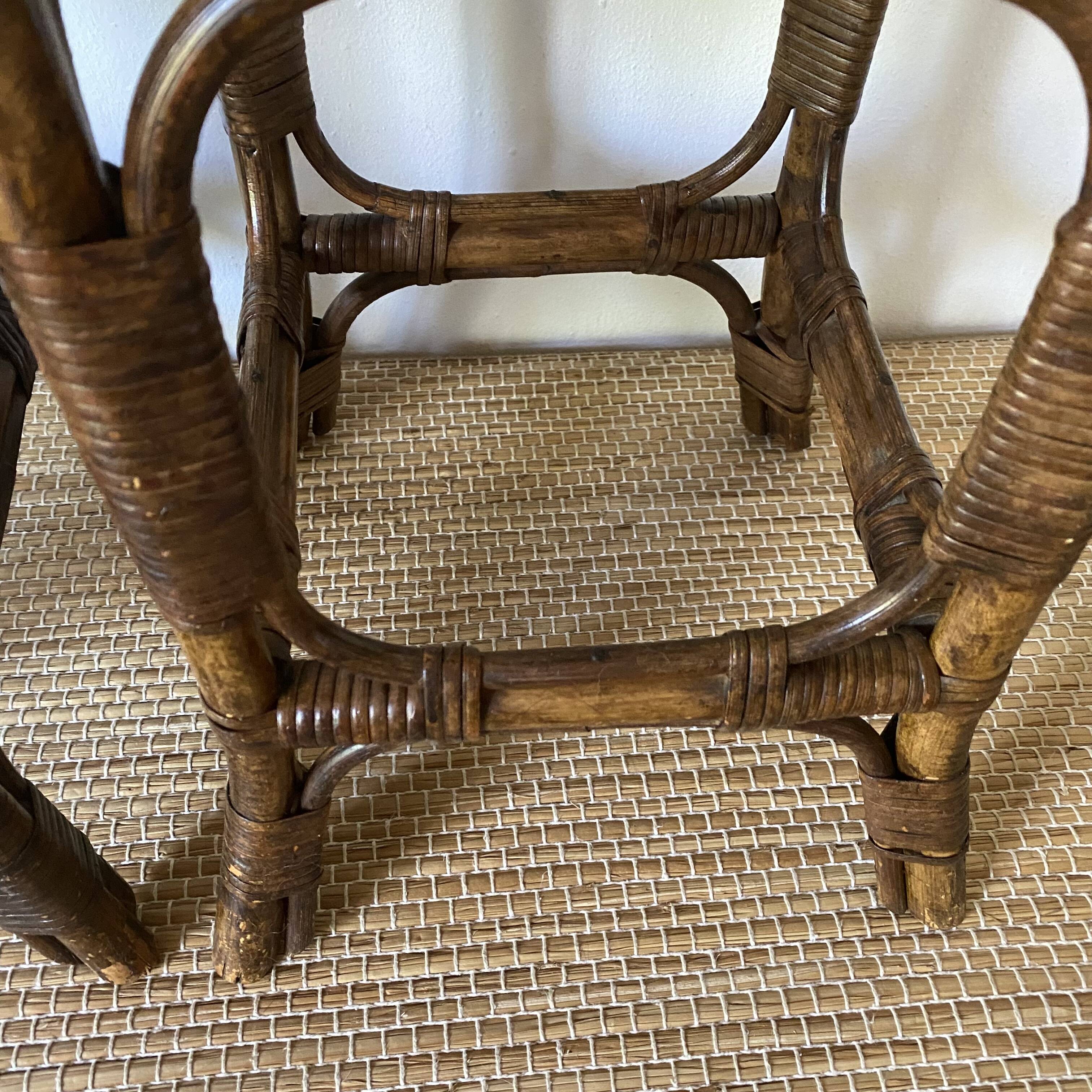 Vintage rattan bar stools or plant holder