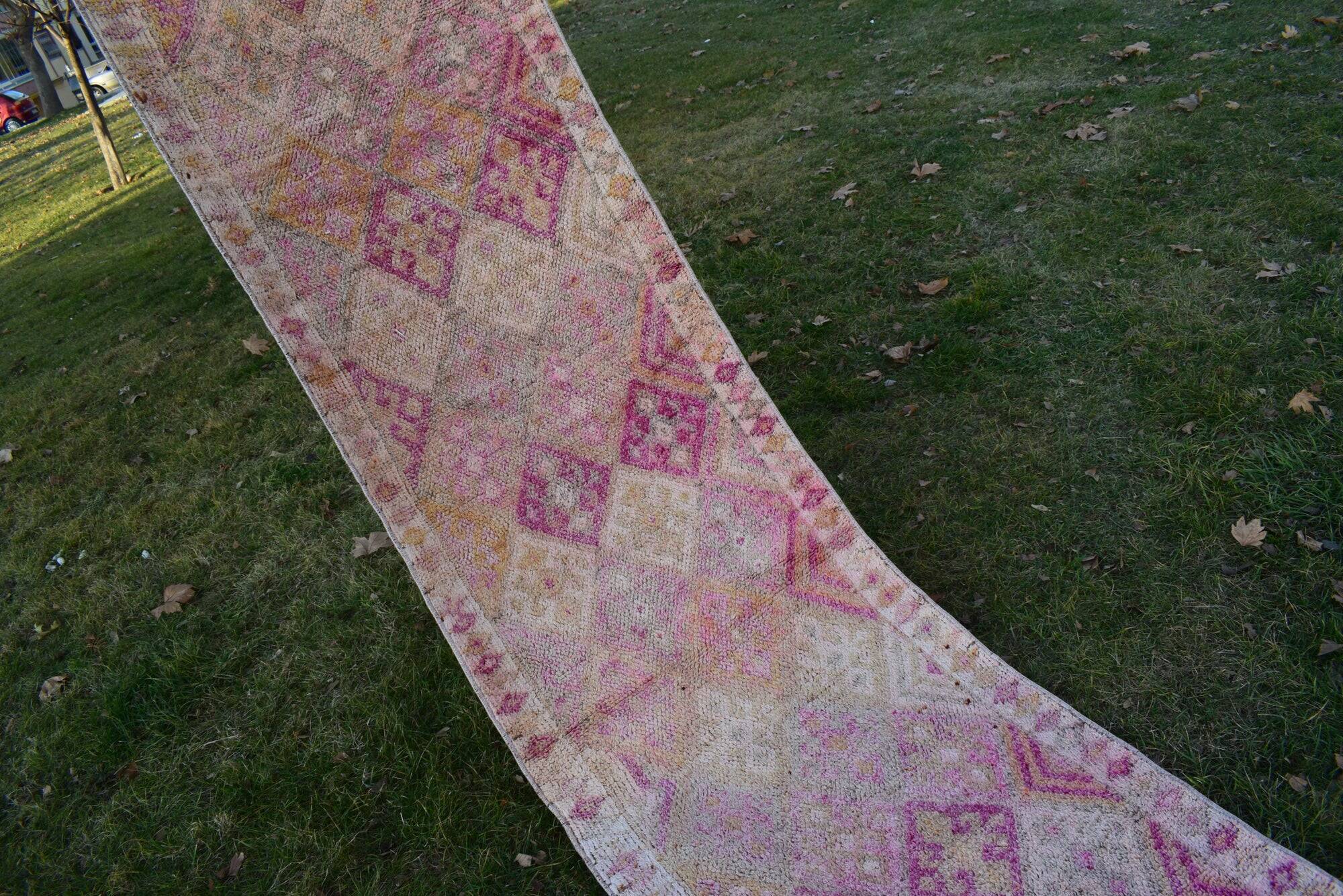 Vintage Turkish hallway rug 80x412 cm