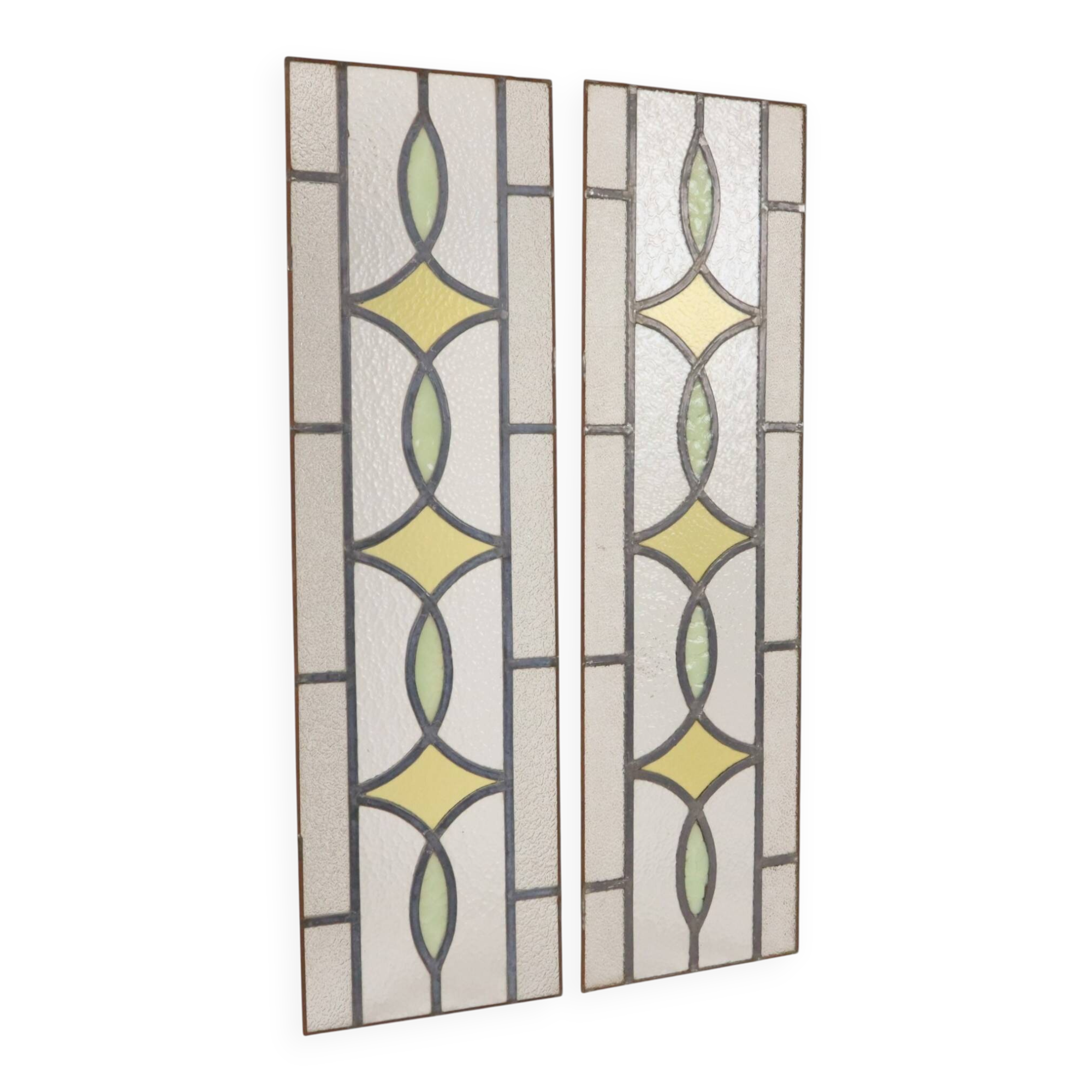 Art Deco Geometric Stained Glass Window 85x24cm