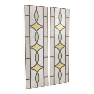 Art Deco Geometric Stained Glass Window 85x24cm